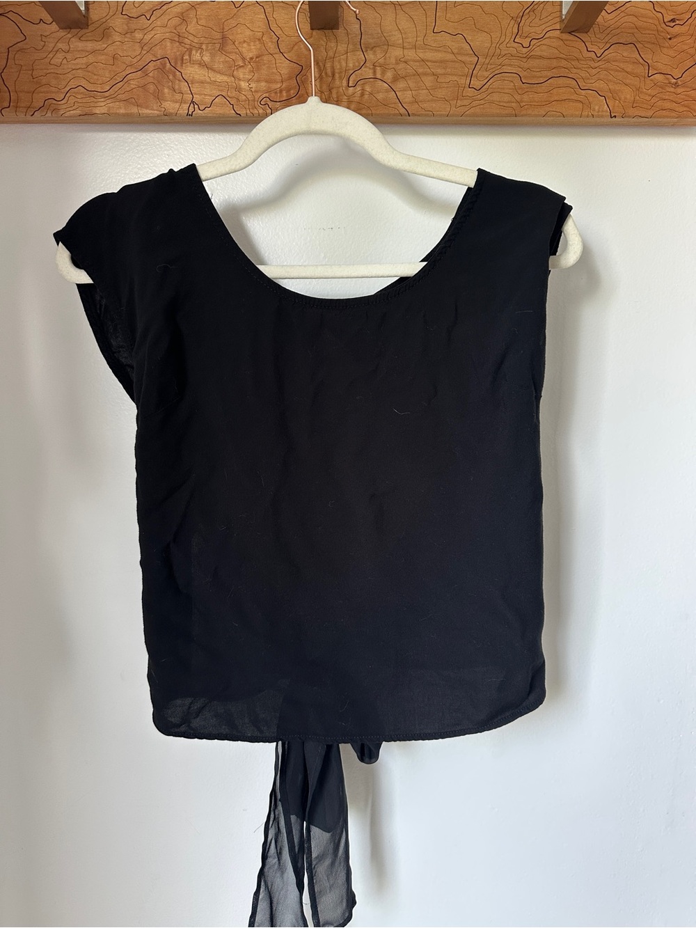 Pins & Needles Black Scoop-Neck Tie-Back Blouse